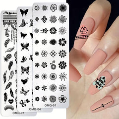 3pcs Nail Art Stamping Templates Set Flower Animal Pattern