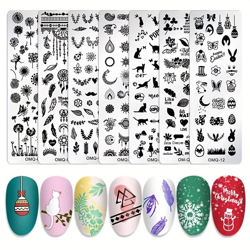 3pcs Nail Art Stamping Templates Set Flower Animal Pattern