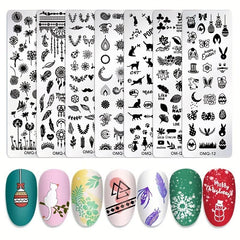 3pcs Nail Art Stamping Templates Set Flower Animal Pattern