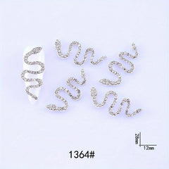 3D Snake Nail Art Charms with Rhinestones and Gems