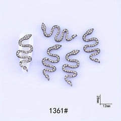3D Snake Nail Art Charms with Rhinestones and Gems