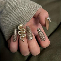 3D Snake Nail Art Charms with Rhinestones and Gems