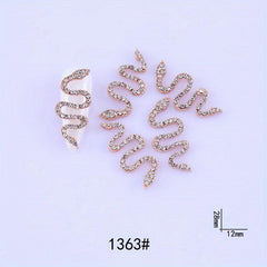 3D Snake Nail Art Charms with Rhinestones and Gems