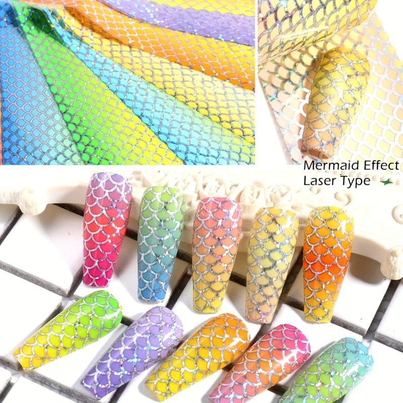 Colorful Fish Scales Nail Foil Sticker Decals