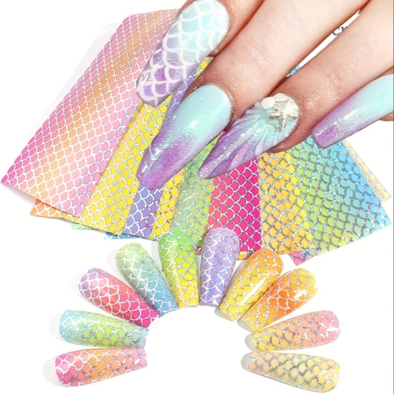 Colorful Fish Scales Nail Foil Sticker Decals