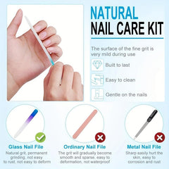 3 Packs Crystal Glass Nail File in Case Professional Double Sided Nano Files