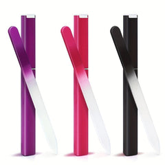 3 Packs Crystal Glass Nail File in Case Professional Double Sided Nano Files