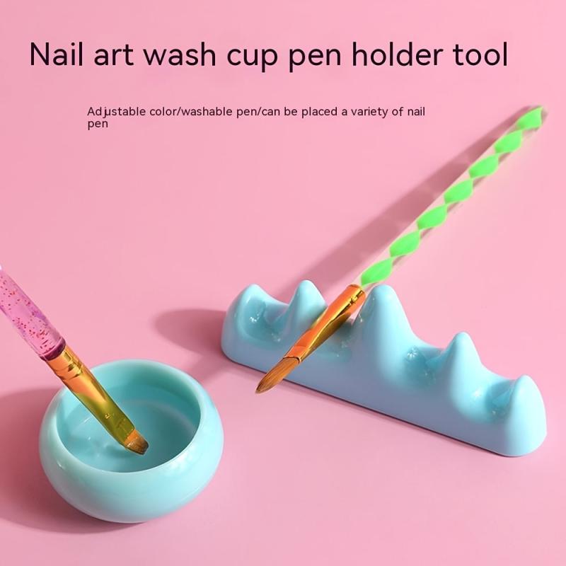 Nail Art Pen Wash Cup & Holder Nail Cleaning Cup Nail Enhancement Tool