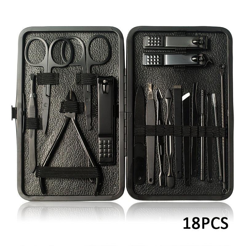 18 Pcs Stainless Steel Pedicure Kit Nail Clipper Ear Spoon Nail Files Unisex
