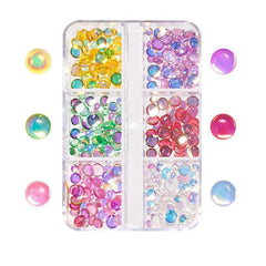 3D Cherry Rhinestones in 6 Grids Nail Bead Aurora Candy Rhinestones