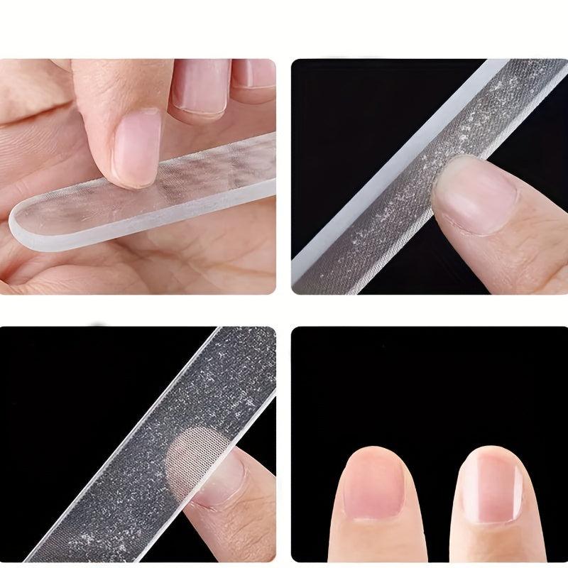 5 Pcs Manicure Tool Set Glass Nail Rubbing Strip Clipper Ear Cleaning Spoon