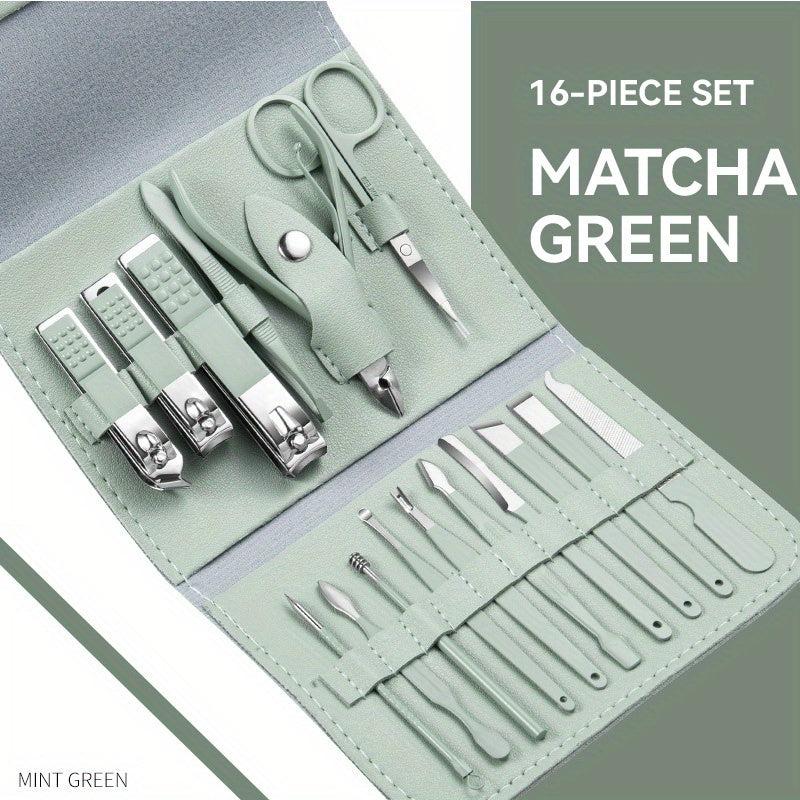 Professional Nail Clipper Care Kit Set For Men 16 Pcs Stainless Steel Grooming