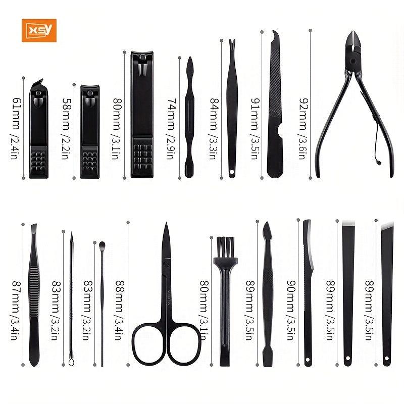 Professional Nail Clipper Care Kit Set For Men 16 Pcs Stainless Steel Grooming