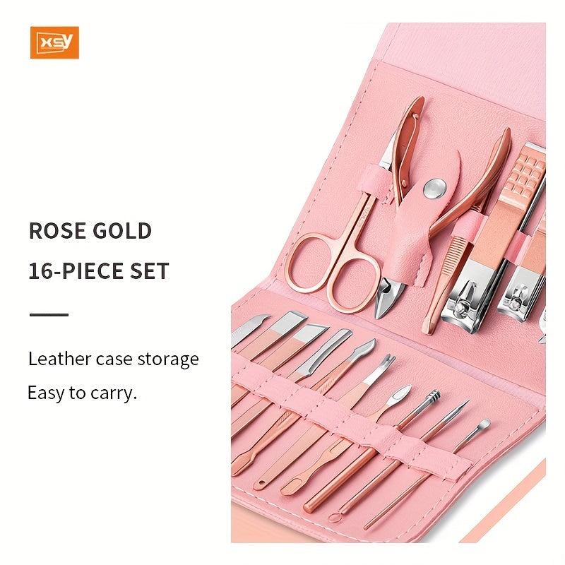Professional Nail Clipper Care Kit Set For Men 16 Pcs Stainless Steel Grooming