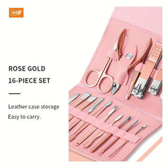 Professional Nail Clipper Care Kit Set For Men 16 Pcs Stainless Steel Grooming
