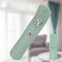 Portable Spring Ear Wax Cleaning Tool Stainless Steel Spoon Kit Green