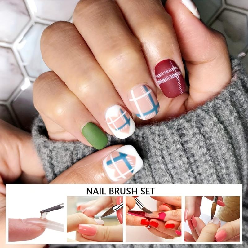 6pcs Crystal Nail Art Brush Set with Dappen Dishes and Liquid Cup