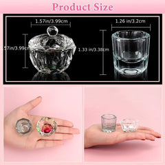 6pcs Crystal Nail Art Brush Set with Dappen Dishes and Liquid Cup
