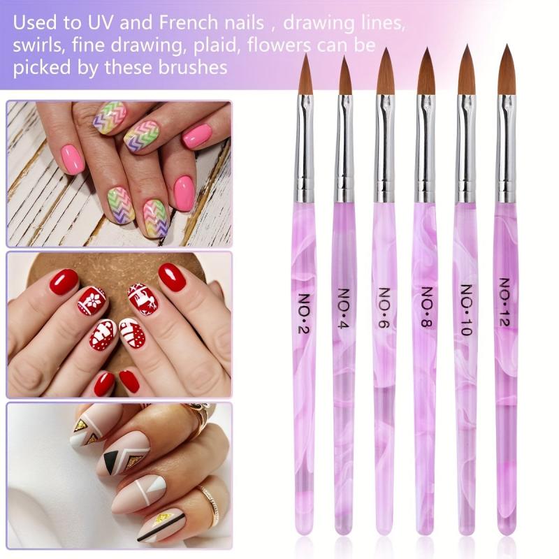 6pcs Crystal Nail Art Brush Set with Dappen Dishes and Liquid Cup