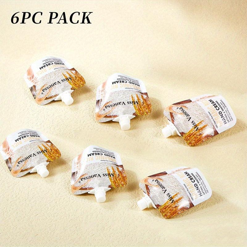 6pcs Organic Rice Hand Creams Nourishing Hydrating Portable Travel Size