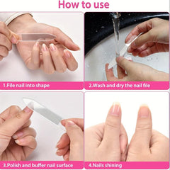 4 Pcs Nano Glass Nail File Crystal Nail Polish Rubbing Strip Tool