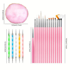 21 pcs Nail Art Brush Set with Dotting Tools and Palette for DIY Manicure