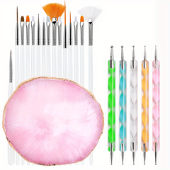 21 pcs Nail Art Brush Set with Dotting Tools and Palette for DIY Manicure