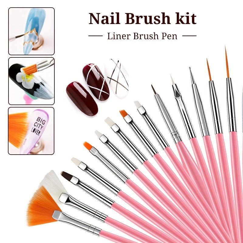 21 pcs Nail Art Brush Set with Dotting Tools and Palette for DIY Manicure