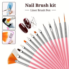 21 pcs Nail Art Brush Set with Dotting Tools and Palette for DIY Manicure