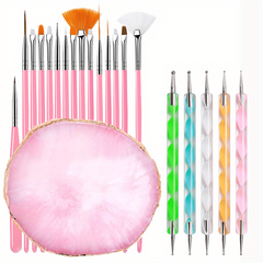 21 pcs Nail Art Brush Set with Dotting Tools and Palette for DIY Manicure