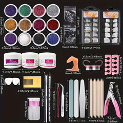 23 in 1 Acrylic Nail Kit for Beginners Glitter & Clear Nails Extension Set