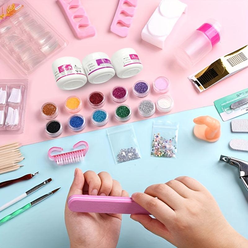 23 in 1 Acrylic Nail Kit for Beginners Glitter & Clear Nails Extension Set