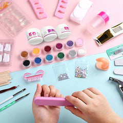 23 in 1 Acrylic Nail Kit for Beginners Glitter & Clear Nails Extension Set
