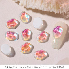 Colorful Ice Cube Nail Art Rhinestones Gems 3D Flatback