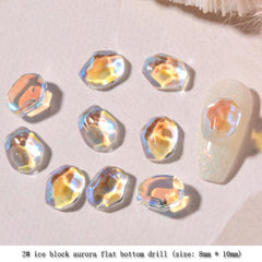Colorful Ice Cube Nail Art Rhinestones Gems 3D Flatback