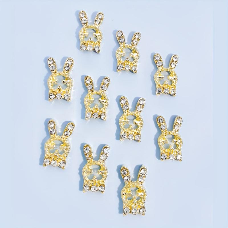 10pcs 3D Rabbit Nail Art Jewelry Alloy Rhinestone Rabbit Shape Nail Charms