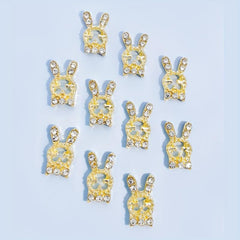 10pcs 3D Rabbit Nail Art Jewelry Alloy Rhinestone Rabbit Shape Nail Charms