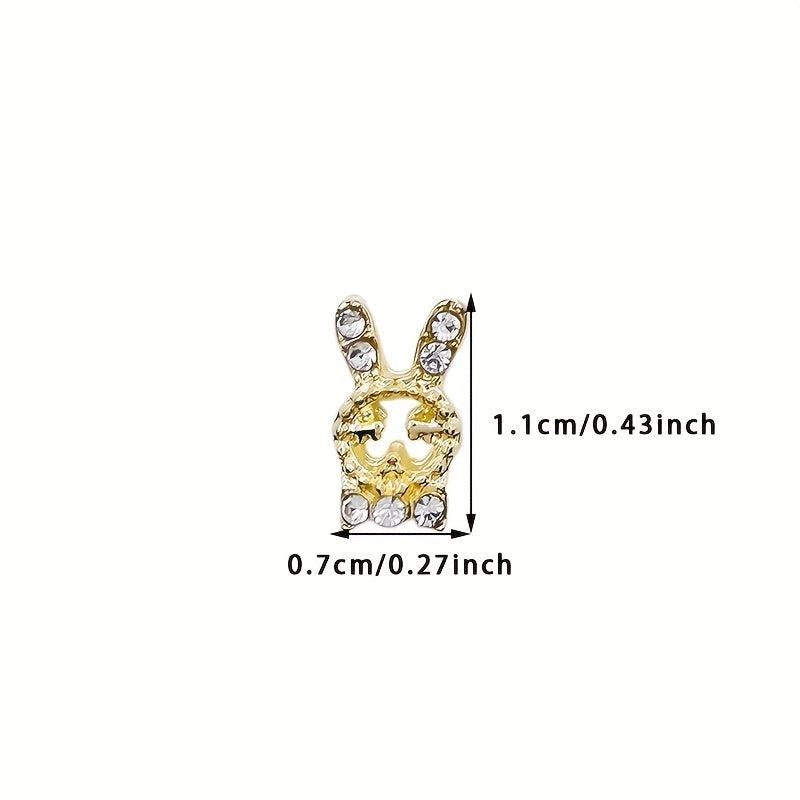10pcs 3D Rabbit Nail Art Jewelry Alloy Rhinestone Rabbit Shape Nail Charms