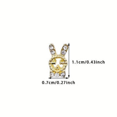 10pcs 3D Rabbit Nail Art Jewelry Alloy Rhinestone Rabbit Shape Nail Charms