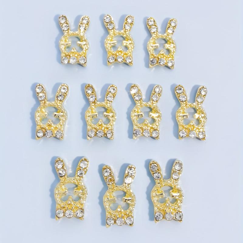 10pcs 3D Rabbit Nail Art Jewelry Alloy Rhinestone Rabbit Shape Nail Charms