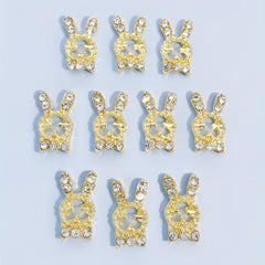 10pcs 3D Rabbit Nail Art Jewelry Alloy Rhinestone Rabbit Shape Nail Charms