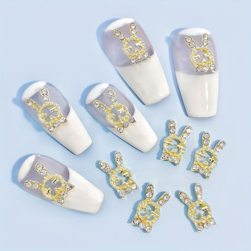 10pcs 3D Rabbit Nail Art Jewelry Alloy Rhinestone Rabbit Shape Nail Charms
