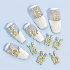 10pcs 3D Rabbit Nail Art Jewelry Alloy Rhinestone Rabbit Shape Nail Charms
