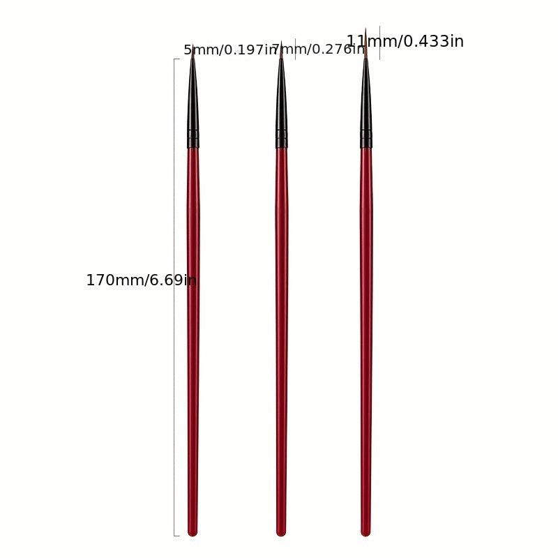 3pcs French Stripe Nail Art Brush Set Flower Manicure DIY Pen