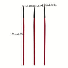 3pcs French Stripe Nail Art Brush Set Flower Manicure DIY Pen