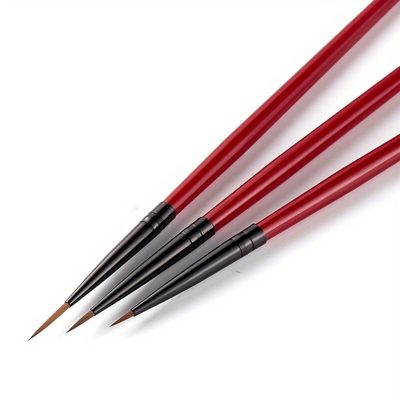 3pcs French Stripe Nail Art Brush Set Flower Manicure DIY Pen