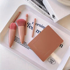 5 Pack Portable Mini Makeup Brush Set With Mirror And Case