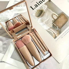 5 Pack Portable Mini Makeup Brush Set With Mirror And Case