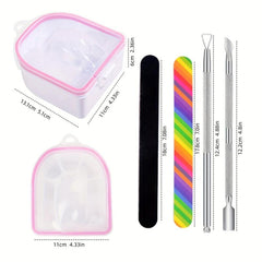 Nail Soaking Bowl for Gel Polish Removal Manicure with Brush and Cuticle Pusher