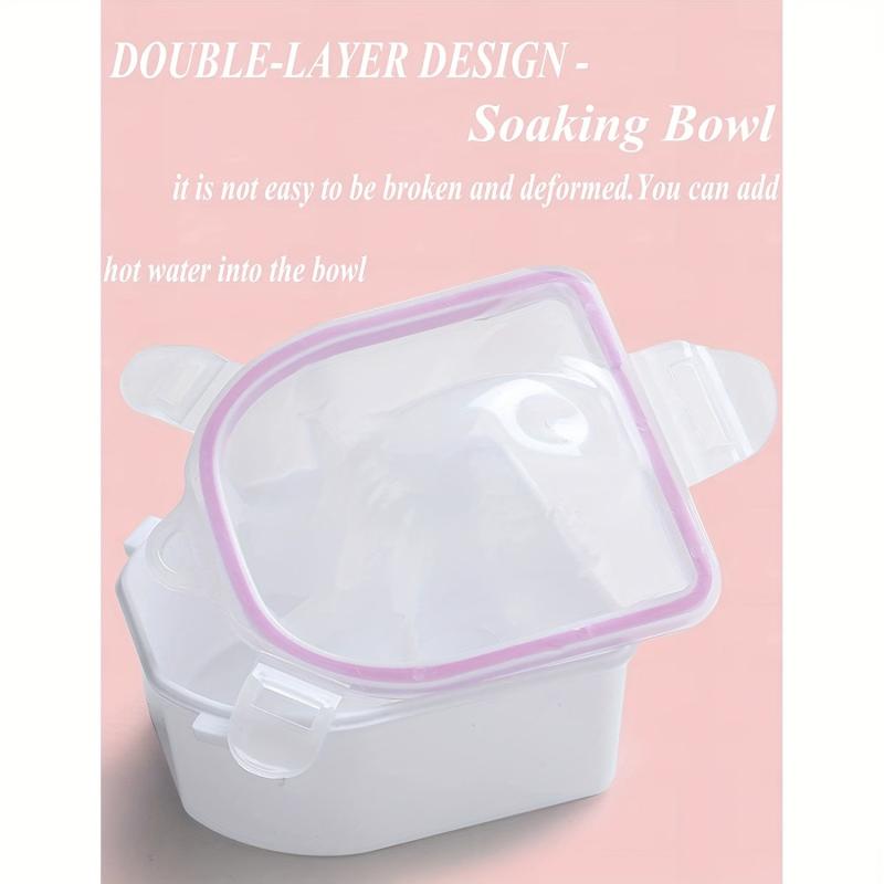 Nail Soaking Bowl for Gel Polish Removal Manicure with Brush and Cuticle Pusher